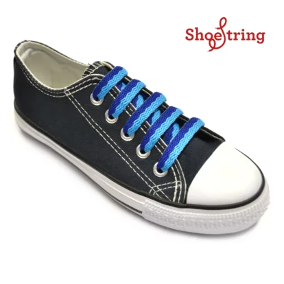 Stripey Flat Blue/Navy Laces