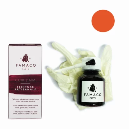 Famaco Saffron Orange Leather, Suede & Nubuck Permanent Dye Kit 50ml