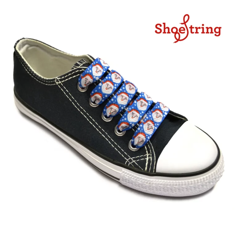 Fashion Christmas Blue Santa Wide Flat Laces