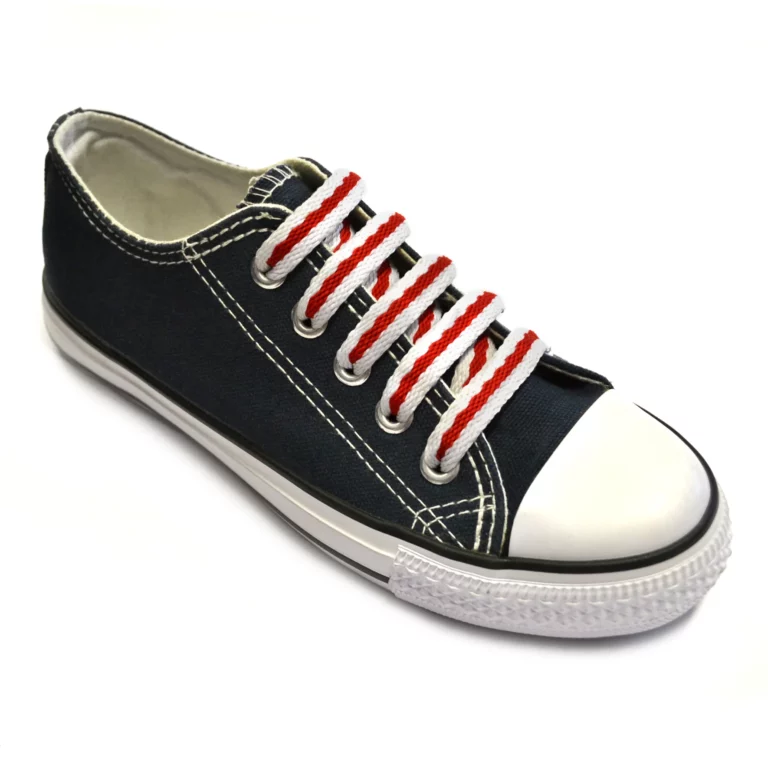 Stripey Flat White/Red Laces - Shoe String Laces