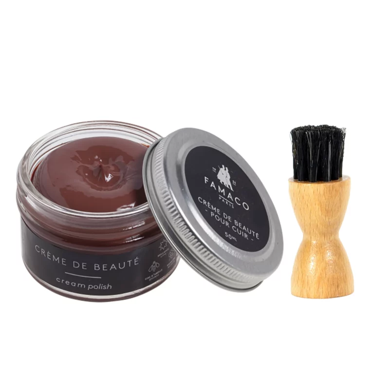 Famaco Dark Tan Fauve Cream Polish 50ml & Dauber Brush