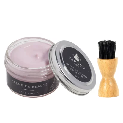 Famaco Pink Rose Dragee Cream Polish 50ml & Dauber Brush