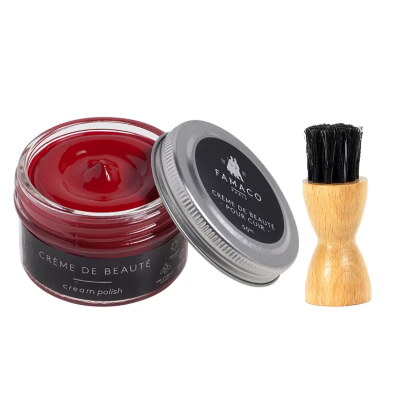 Famaco Red Rouge Automne Cream Polish 50ml & Dauber Brush