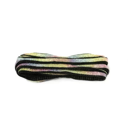 Glitter Black Oval Rainbow Laces - 90cm