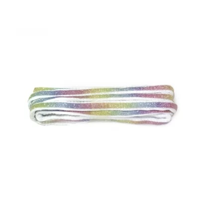 Glitter White Oval Rainbow Laces - 90cm