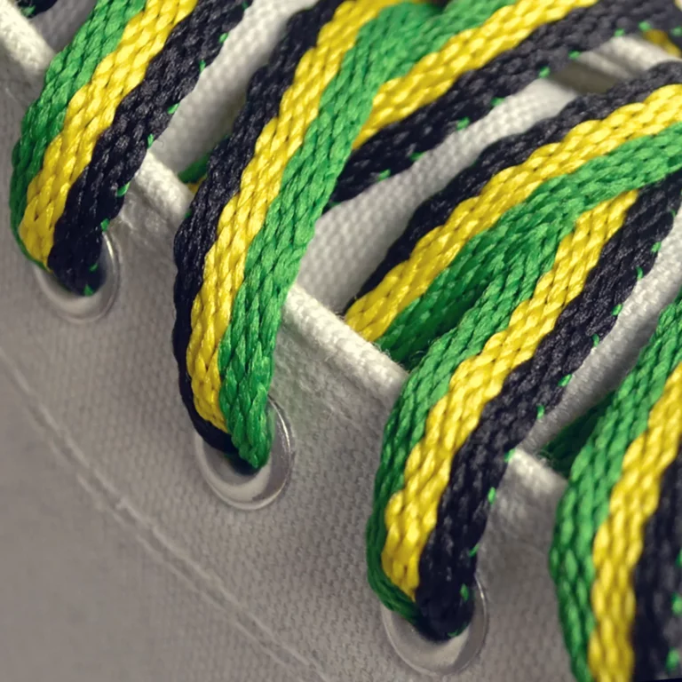 Stripey Flat Green/Yellow/Black Laces