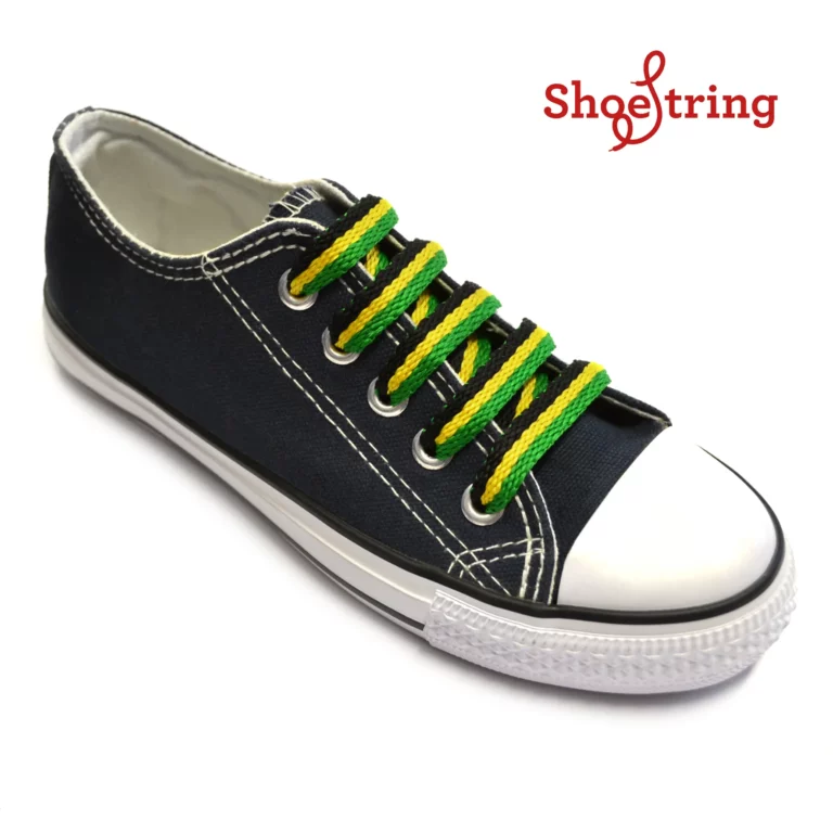 Stripey Flat Green/Yellow/Black Laces