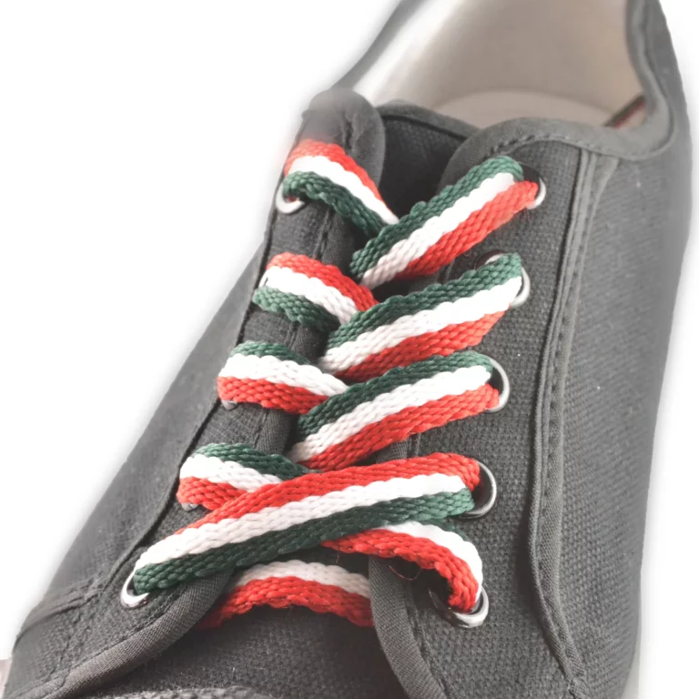 Stripey Flat Red/White/Green Laces