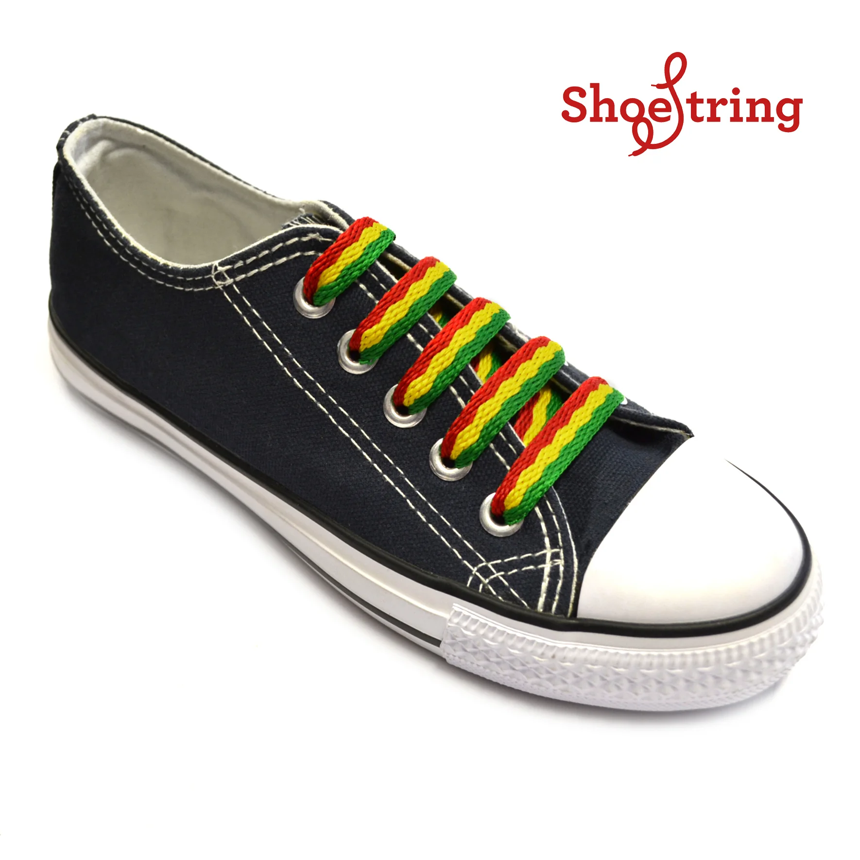 Stripey Flat 114cm Red Yellow Green Laces